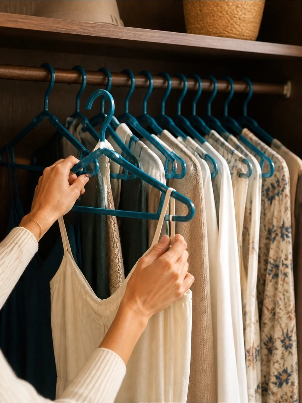 Set of 10 Teal Plastic Clothing Hangers